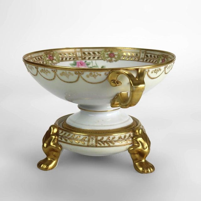 Antique Nippon Hand Painted, Enameled & Gilt Porcelain Centerpiece Bowl C1890 For Sale - Image 6 of 11