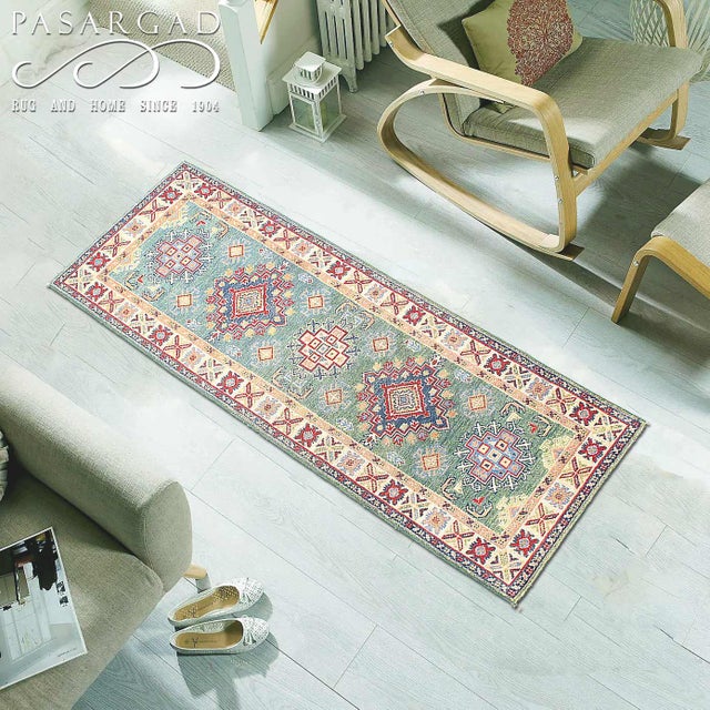 Pasargad DC Fine Hand Knotted Kazak Runner Rug For Sale - Image 4 of 4