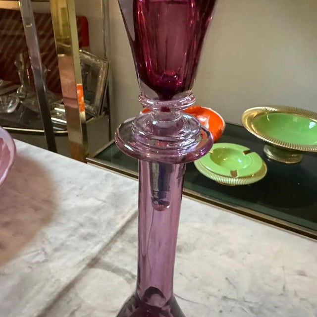 Glass 1970s Flavio Poli for Seguso Modern Pink Sommerso Murano Glass Bottle For Sale - Image 7 of 12