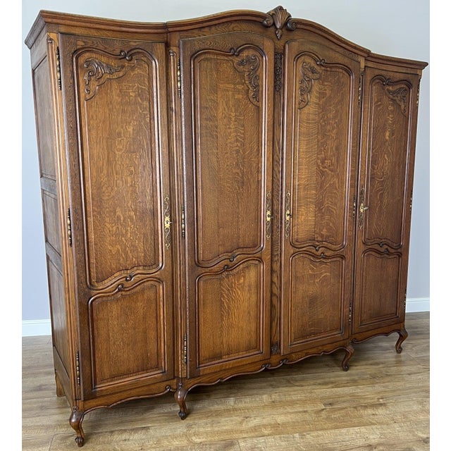 Vintage French Louis XVI Style Wardrobe in Oak For Sale - Image 3 of 13