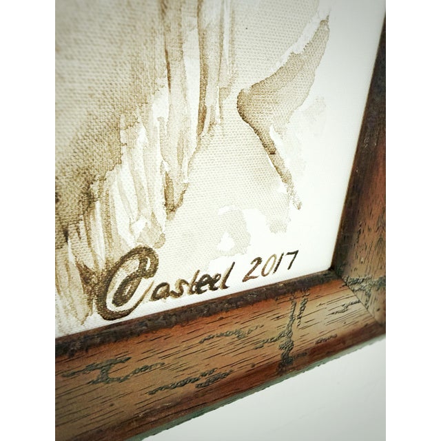 Original Brown Ink on Canvas "Spalding County Centennial" by Justin Casteel, Signed 2017, 34" X 28" For Sale - Image 9 of 12