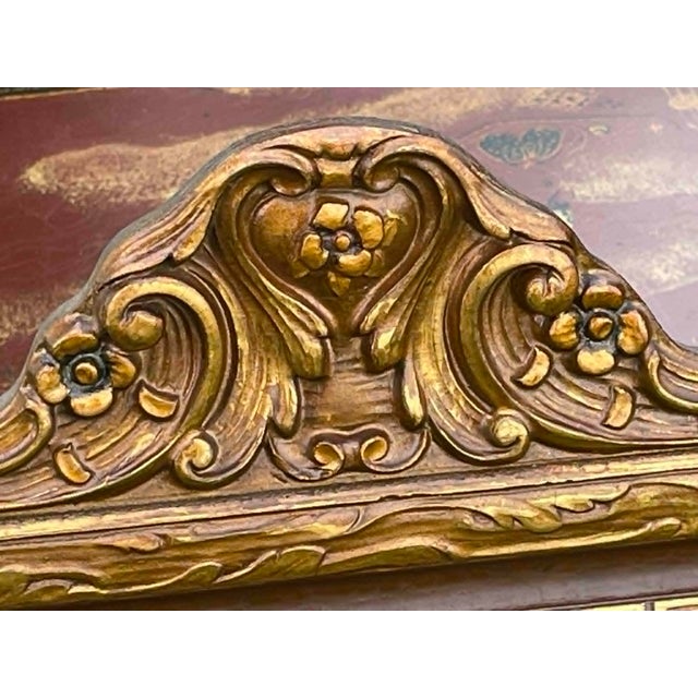 Art Nouveau Antique Hand Carved Gold Gilt Framed Mirror W/Floral Motifs For Sale - Image 3 of 16