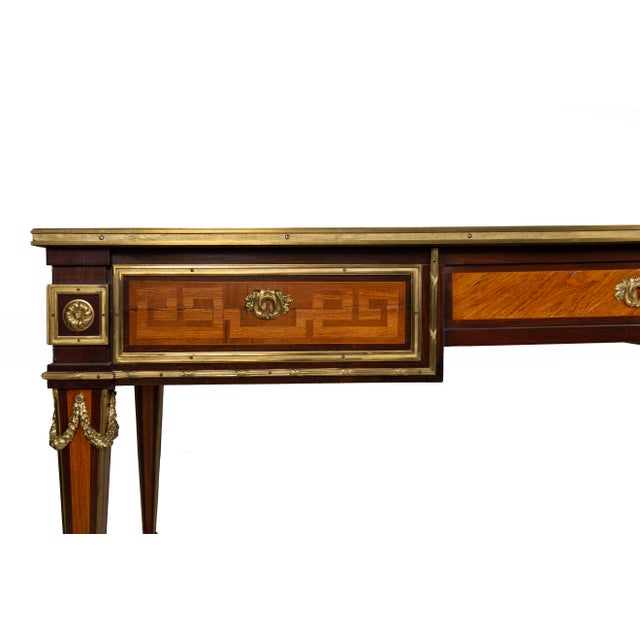 Brown French Louis XVI Style Antique Bureau Plat Writing Desk Circa 1880 For Sale - Image 8 of 18