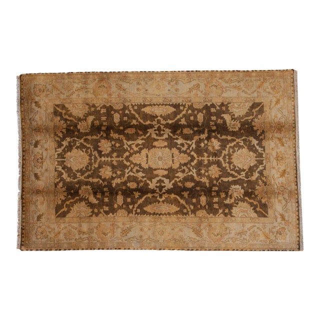 Gold Wash Indian Oushak Design Carpet - 6'1" X 9'3" For Sale