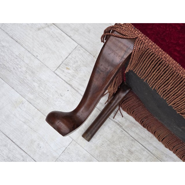 Mid-Century Modern Vintage Danish Oak Armchair with Velour Upholstery, 1950s For Sale - Image 3 of 17