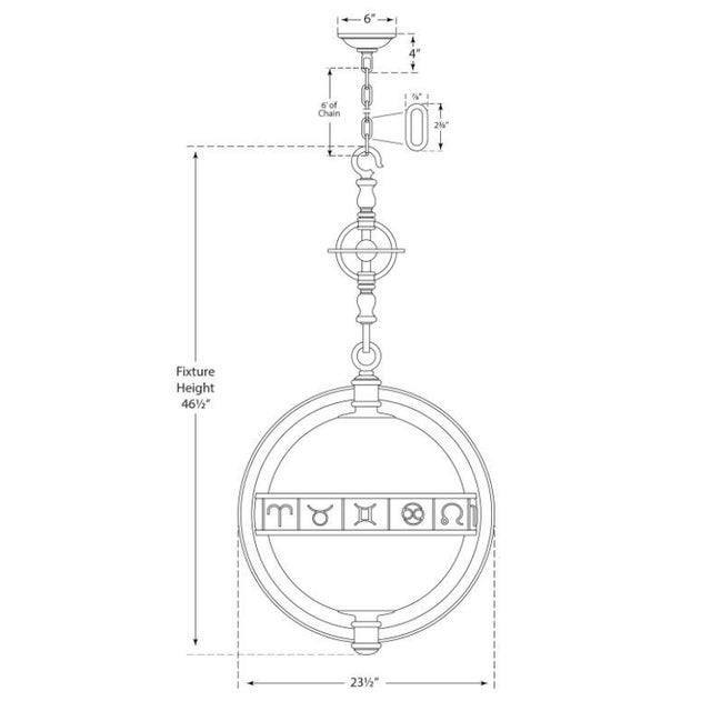 Visual Comfort Chapman & Myers for Visual Comfort Signature Zodiac Lantern in Antique-Burnished Brass with White Glass For Sale - Image 4 of 4