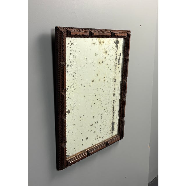 Antique Tramp Art Folk Art Distressed Mirror, Belgium, 1900s, 1890s For Sale - Image 18 of 18