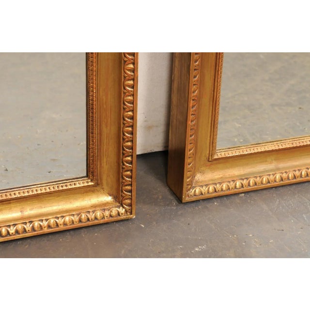 Pair of Late 20th Century Carved-Wood Mirrors, Gold Frame With Egg-And-Dart & Lamb's Tongue Trim For Sale - Image 9 of 11