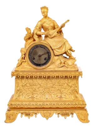 French Empire Gilt Metal Figural Clock