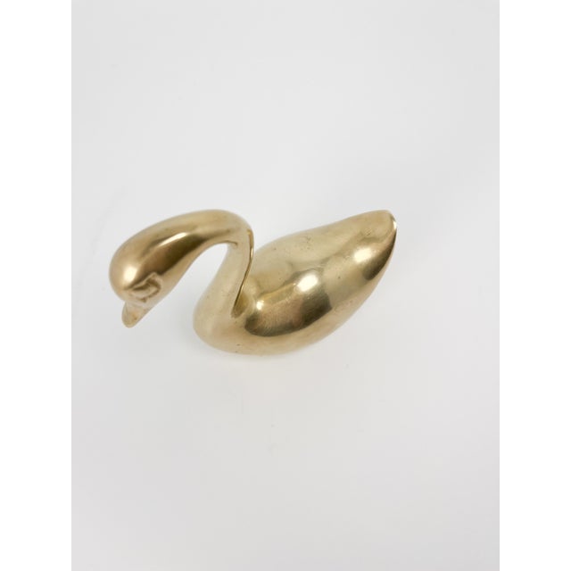 Metal Vintage 5" Solid Brass Swan For Sale - Image 7 of 10