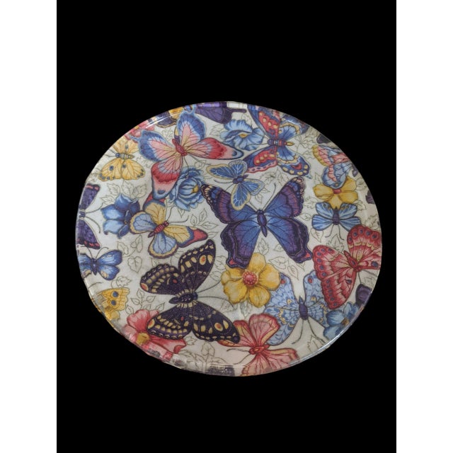 Decoupaged Butterfly Decorative Glass Plate For Sale In Charlotte - Image 6 of 10
