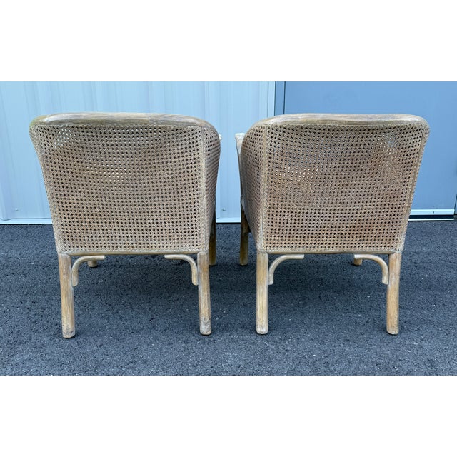Late 20th Century Pair of McGuire Cane & Rattan Chairs With Side Table, Late 20th Century For Sale - Image 5 of 8