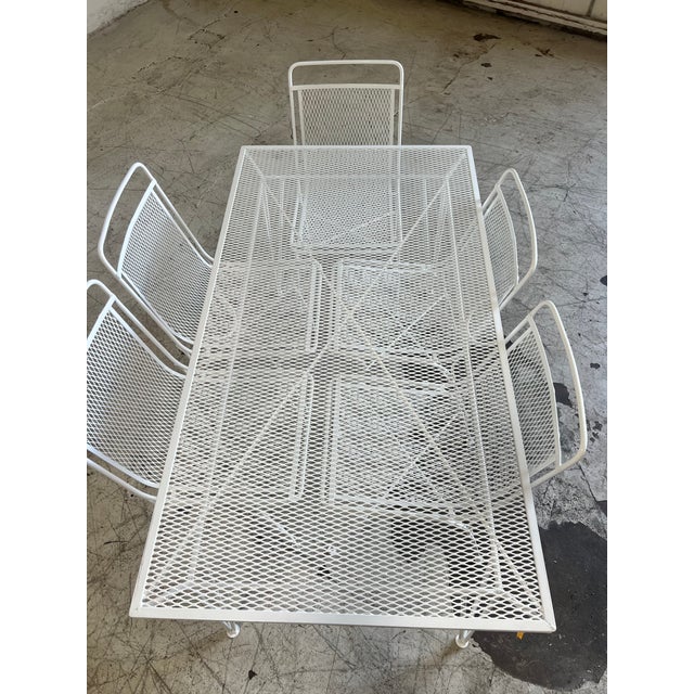 7 Piece Set Vintage Salterini Wrought Iron Patio Dining Table and Chairs For Sale In Phoenix - Image 6 of 6