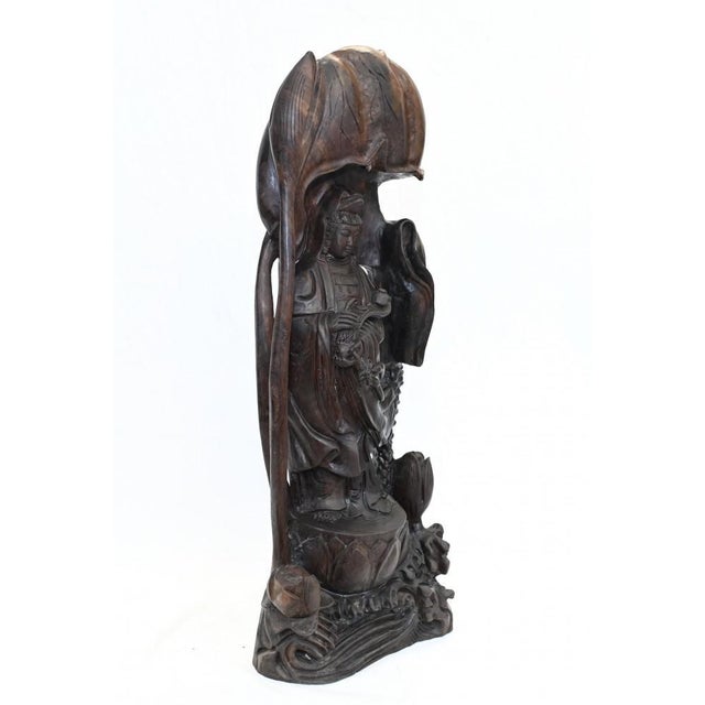 Wood Nepalese Carved Buddha Statue For Sale - Image 7 of 8