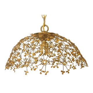 French Gold Filigree Pendant Light For Sale