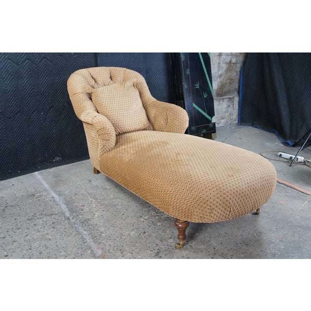 Century Furniture Century Furniture Tufted Walnut Chaise Lounge Chair Daybed Fainting Couch 78" For Sale - Image 4 of 14