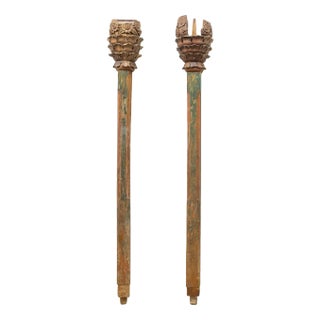 Indonesian Wood Columns, 1900s, Set of 2 For Sale