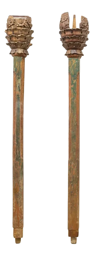 Indonesian Wood Columns, 1900s, Set of 2