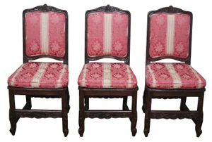 French Country Walnut Dining Chairs - Set of 6