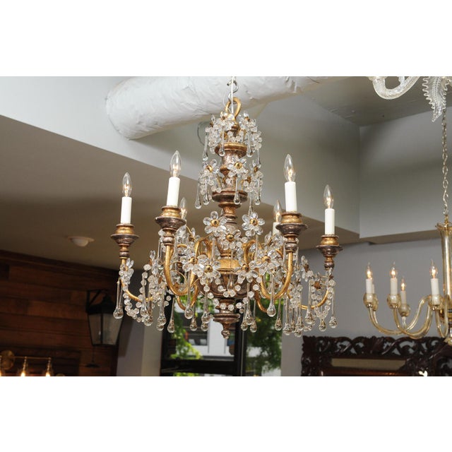 1930s Genovese Two-Tone Giltwood & Crystal Chandelier, Italy For Sale - Image 14 of 17