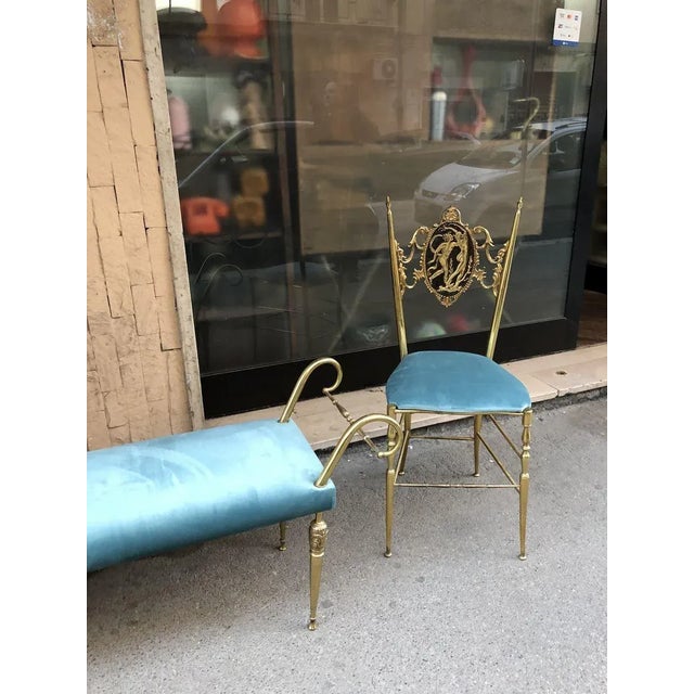 Vintage Brass Chiavari Chairs & Ottoman, 1950s, Set of 3 For Sale - Image 12 of 15