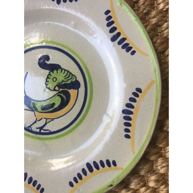 Primavera Vintage French Faience Ceramic Cockatoo Plate For Sale - Image 4 of 8