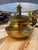 Sculptural Brass Table Lamp With Blue Shade 1970's For Sale - Image 4 of 7