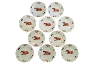 JKW Porcelain Western Germany Lobster Plates - Set of 10