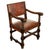 Antique Italian Baroque Leather & Barley Twist Carved Mahogany Arm Chair 1820 For Sale - Image 4 of 14