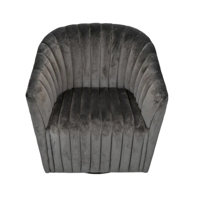 Slate Grey Velvet Swivel Chair For Sale - Image 11 of 11