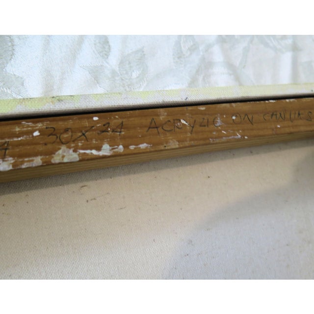 Early 21st Century Mid-Century Style Pallet Knife "Beatnik Style Art Signed on the Back "Winter Sun" by Clemente For Sale - Image 5 of 5