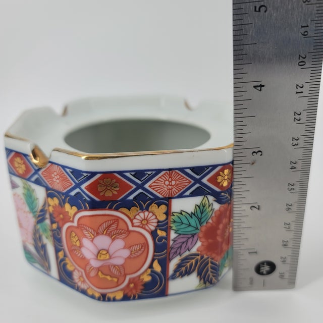 Vintage Mid-Century Japanese Keizan Mino-Yaki Porcelain Ashtray, Kinrande Style For Sale - Image 9 of 9