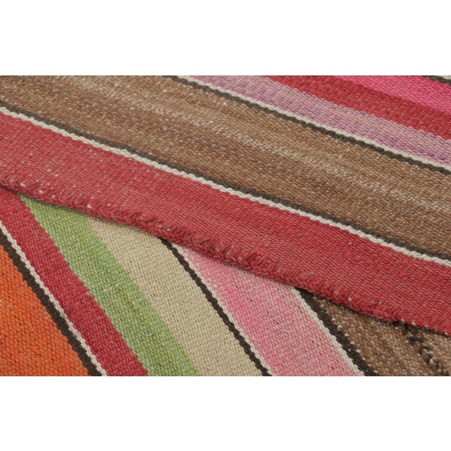 Textile Vintage Frazada Square Kilim in Vibrant Polychrome Striped Pattern - Rug & Kilim For Sale - Image 7 of 7