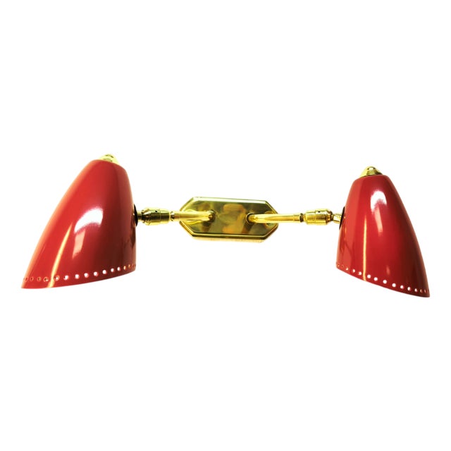 Adjustable Double Light Wall Lamp in Brass from Stilnovo, 1960s For Sale