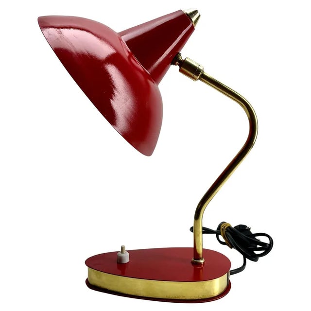 Vintage Red Adjustable Table Lamp, 1950s For Sale - Image 12 of 12