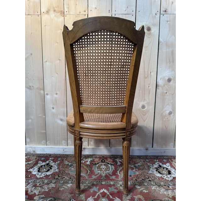 Brown Vintage Louis XVI Style Cane Chairs, 1970s, Set of 6 For Sale - Image 8 of 11