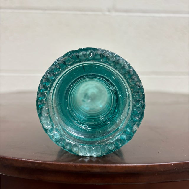 Antique Hemingray 12 Teal Glass Insulator For Sale - Image 4 of 6