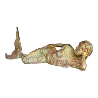 Vintage Coastal Cast Iron Mermaid For Sale