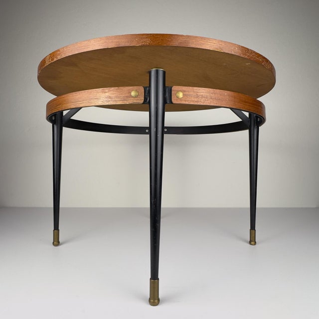 Mid-Century Modern Vintage Italian Metal and Teak Coffee Table by Silvio Cavatorta, 1950s For Sale - Image 3 of 18