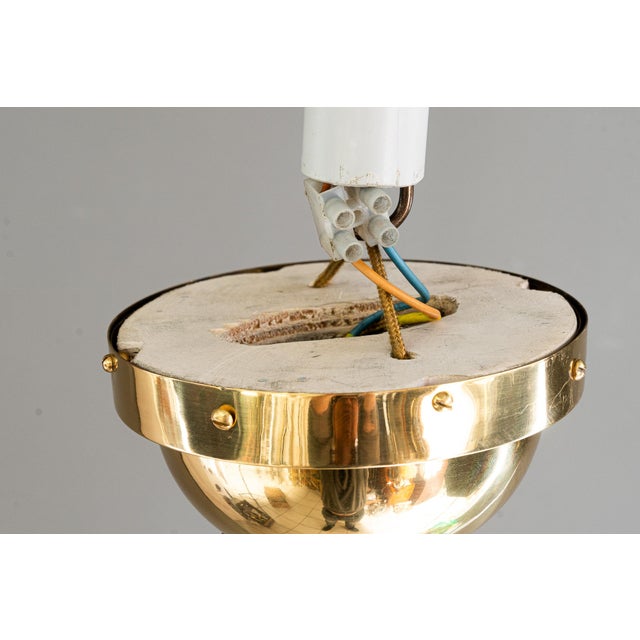 Metal Art Deco Adjustable Pendant with Glass Shade, Vienna, Austria, 1920s For Sale - Image 7 of 18