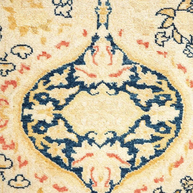 Traditional Mogul Collection Hand-Knotted Area Rug - Ivory 6' 1" x 8' 9" For Sale - Image 3 of 4
