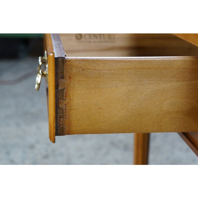 Wood Vintage Century Furniture Louis XVI Neoclassical Style Maple Green Marble Side Table 25" For Sale - Image 7 of 18