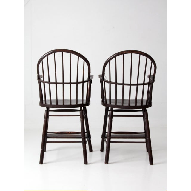 Antique Windsor Billiard Chairs Pair For Sale - Image 12 of 18