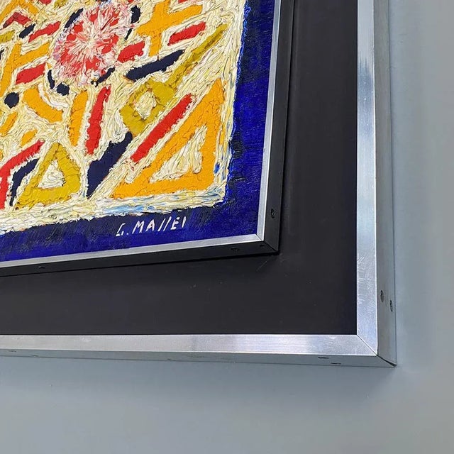 G. Maffei, Composition, 1970s, Colored Tempera, Framed For Sale - Image 7 of 11