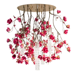 Large Round Flower Power Fuchsia Magnolia Chandelier from VGnewtrend, Italy