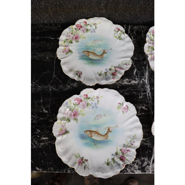 Limoges Fish Decorated Plate Set/4 For Sale In Philadelphia - Image 6 of 9