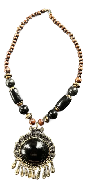 Vintage 1970s Ornate Beaded Statement Necklace