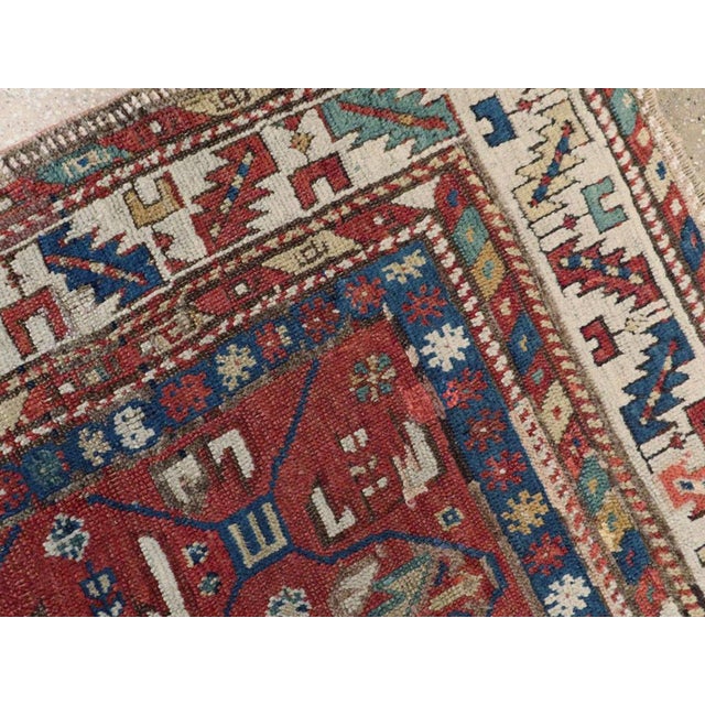 Textile Galerie Shabab Collection Early 20th Century Caucasian Kazak Throw Rug For Sale - Image 7 of 8