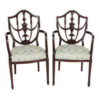 Antique Federal Revival Shield Back Armchairs, 1920s, Set of 2 For Sale