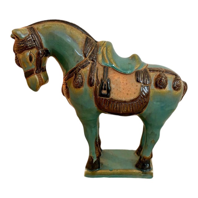 1970s Chinese Tang Dynasty Style Glazed Horse Figurine For Sale